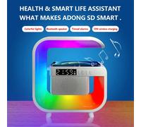 Cargador inalámbrico Bluetooth 5.0, altavoz multifunción, FM, TF, RGB, luz nocturna, estación de carga rápida para smartphone (A)