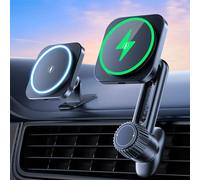 Cargador Inalambrico Coche，Accionamiento incorrecto de Las Rejillas de ventilación con una Sola Mano Carga rápida de 15 W Soporte Coche para magsafe para Serie iPhone 15/14/13/12 Pro Plus MAX
