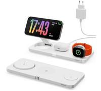Cargador inalámbrico con mag-Safe, estación de Carga iPhone 3 en 1 para Apple Watch, Cargador inalámbrico inductivo Plegable para iPhone 16 15 14 13 12, Apple Watch, AirPods Pro con Adaptador rápido