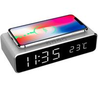 Cargador Inalámbrico con Reloj (Gris) - GEMBIRD