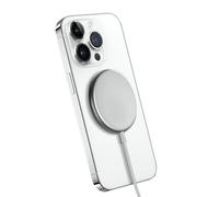 Cargador inalámbrico CRONG MagSpot 15W MagSafe aluminio rápido plata