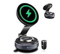 Cargador inalámbrico de 15 W, soporte magnético Maglock para teléfono, soporte de carga rápida para teléfonos celulares, magnético de vacío súper fuerte, soporte giratorio ajustable y plegable de 360