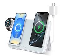 Cargador inalámbrico, estación de carga 3 en 1 para iPhone doble, soporte de cargador Samsung para iPhone 17, 16, 15, 14, 13 Pro Max, Airpods y Apple Watch, para Samsung Galaxy S25/S24/S23/Z Flip