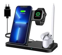 Cargador inalámbrico, estación de Carga inductiva 4 en 1 con Adaptador rápido de 18 W para Apple Watch Airpods Pro, Certificado Qi, Cargador inalámbrico para iPhone 12/SE/11/X/XR/Xs MAX/8, Samsung