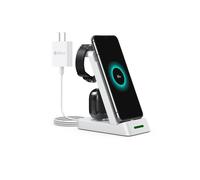 Cargador inalámbrico INF 3 en 1 para teléfono, reloj inteligente y cable de carga (blanco)