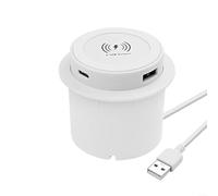 Cargador inalámbrico integrado de escritorio 3 en 1 con salida rápida de 10 W, compatible con smartphone, reloj inteligente y auriculares, ahorro de espacio para mesita de noche o escritorio, negro