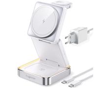 Cargador Inalambrico iPhone 15W, 3 en 1 Plegable Base Cargador iPhone y iWatch, Rapida Estacion Carga iPhone17/16 Pro Max/15/14/13/12, Soporte de Carga de Viaje iWatch AirPods Pro 3 2