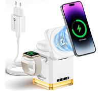 Cargador Inalámbrico iPhone, 3 en 1 Base Cargador iphone y Apple Watch Charger 15W Wireless Charger para iPhone 16/15/14/13/12/11 Pro Max, cargador Mag-Safe para Apple Watch 9/8/7/6/5/4/3, AirPods Pro