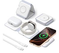 Cargador Inalambrico iPhone, 3 en 1 Plegable Base Cargador Carga Rapida para iPhone 17 16 15 14 13 12 Pro MAX, Magnético Carregador Sem Fios iPhone para Apple Watch 10/9/8/7/6/SE/5/4/3/AirPods