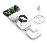 Cargador Inalambrico iPhone - 3 en 1 Plegable Base de Carga Inalámbrico for iPhone 17/16/15/14/13/Pro/Max/Plus, Watch Ultra 10, Earbuds, Wireless Charger Magsafe con 20W Enchufe y Cable 1M TMKUHOR