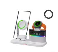 Cargador inalámbrico magnético 5 en 1 con carga rápida de 25 W para Samsung Galaxy S24, S23, S22, S21, Galaxy Watch 8 y auriculares de carga multidispositivo (blanco)