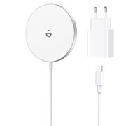 Cargador Inalambrico Magnético con Adaptador USB-C de 20 W, Wireless Charger Compatible con iPhone Duo 18 17 16 15 14 13 12 Series, 15W Cargador Inalámbricoador, Blanco Nieve