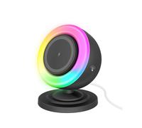 Cargador Inalámbrico Magnético de 15 W con Altavoz y Luz RGB, Carga Rápida para Smartphones.
