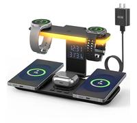 Cargador inalámbrico magnético dual 2026 para Samsung, 7 en 1 para estación de carga Samsung, teléfono dual de 45 W con dos estilos de luz y reloj, para Samsung S25, para Galaxy Buds para Samsung