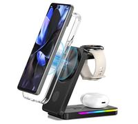 Cargador Inalámbrico Magnético para Google Pixel Watch 3/2, Soporte de Carga mag-Safe para Pixel 9 Pro XL/9/8a/8, Estación de Carga Plegable 3 en 1 para Google Buds Pro (No para Pixel Watch 1)