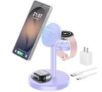 Cargador inalámbrico magnético para Samsung, estación de carga súper rápida 3 en 1 compatible con MagSafe, soporte de cargador de teléfono para Samsung Galaxy S26 Ultra S25 Z Fold/Flip 7, Watch Ultra