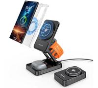 Cargador Inalámbrico Magnético para Samsung Galaxy S25 Ultra S24, Estación de Carga Plegable Qi2 3 en 1 mag-Safe para Samsung Galaxy Watch Ultra/8, Aleación de Aluminio Wireless Charger para Buds Pro