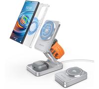 Cargador Inalámbrico Magnético para Samsung Galaxy S25 Ultra S24, Estación de Carga Plegable Qi2 3 en 1 mag-Safe para Samsung Galaxy Watch Ultra/8, Aleación de Aluminio Wireless Charger para Buds Pro