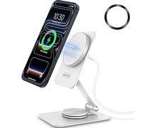 Cargador Inalámbrico Magnético para Samsung Galaxy S25 Ultra/S24, Soporte Cargador mag-Safe Plegable de Viaje para iPhone 16/15/14/Pixel 10/9 Pro/8, Soporte de Aluminio