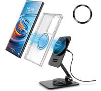 Cargador inalámbrico magnético para Samsung Galaxy S25 Ultra/S24, Soporte de Carga Plegable de Viaje mag-Safe para iPhone 16/15/14/Pixel 9 Pro/8, Soporte de Aluminio magnético Cargador de teléfono