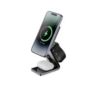 Cargador inalámbrico magnético plegable cuadrado fino 3 en 1 para reloj y auriculares de teléfono