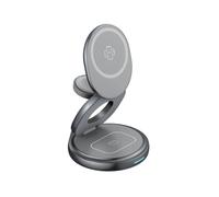 Cargador inalámbrico magnético plegable redondo 3 en 1 360 para reloj y auriculares de teléfono