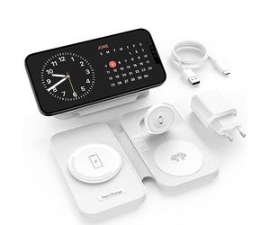 Cargador inalámbrico MagSafe 3 en 1, 15W Plegable estación de Carga inductiva para Las Series de iPhone 15/14/13/12, el Apple Watch y los AirPods, con Adaptador USB-C (Blanco).