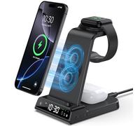 Cargador Inalámbrico para Apple, Estación de Carga Inalámbrica 3 en 1 con Reloj para iPhone 16/15/14, para Apple Watch Cargador con iWatch 10/9/8/7/SE, Air Pods 4/Pro