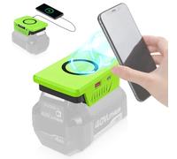 Cargador inalámbrico para batería Ryobi de 40 V, adaptador de carga inalámbrica máximo de 15 W para teléfono celular con puertos USB y tipo C