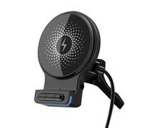 Cargador inalámbrico para coche, soporte magnético de carga rápida de 15 W, rotación de 360 grados, cargador de montaje de coche de 15 W, entrada de audio AUX integrada, para camión, vehículo