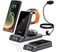 Cargador inalámbrico para estación de carga Samsung con reloj para Samsung Galaxy S25 Ultra/S24/Z Fold 7/Flip 7/Bud, cargador de reloj para Samsung Galaxy Watch 8/7/6/5Pro, estación de carga plegable