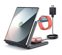 Cargador inalámbrico para estación de carga Samsung: soporte plegable 3 en 1 para Galaxy S24/S23/S22/S21/S20 Z Fold 5/4/3 Z Flip 5/4/3, Watch 6/5/Pro/4/3/Active, Buds2 Pro