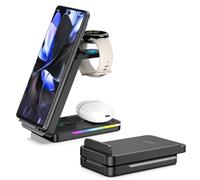 Cargador Inalámbrico para Google Pixel Watch 3/2, Cargador 3 en 1 Google Pixel para Pixel 10/9 Pro/9/8a/8/8 Pro/7, Estación de Carga Plegable Pixel para Pixel Buds Pro 2 (No para Pixel Watch 4/1)