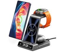Cargador Inalámbrico para Samsung, Estación de Carga 3 en 1 para Samsung Galaxy S25 Ultra/S24/S23/Z Flip 7/Fold 6, Base de Carga Wireless Charger para Galaxy Watch 8/Ultra/7/6/5, Galaxy Buds 3/3 Pro