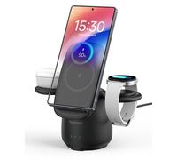 Cargador Inalámbrico para Samsung, Estación de Carga Inalámbrica 3 en 1 para Galaxy S25 Ultra/S24/S23/Z Flip 7/Z Fold 7, Base para Galaxy Watch 8/Ultra/7/6/5/Buds, SwanScout 707S (No Adapter)