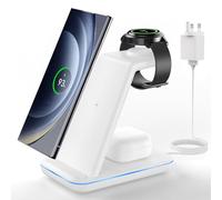 Cargador inalámbrico para Samsung, JoyGeek estación de carga 3 en 1 para Galaxy Watch 5 Pro/4/3/Active2/1 - Soporte de cargador de teléfono para S23 Ultra/S22/S21/S20/Note 20, serie Z Fold&Flip, Buds2