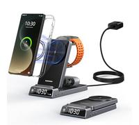 Cargador Inalámbrico para Samsung, Magnético Estación de Carga mag Safe 3 en 1 para Samsung Galaxy Z Fold/Flip 7/S25 Ultra/S24, Cargador Plegable para Galaxy Watch Ultra/8/7/6, Galaxy Buds 3/3 Pro