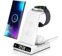 Cargador Inalámbrico para Samsung S25 Ultra, Estación de Carga Inalámbrica 3 en 1 para Galaxy S25/S24/S23/Z Flip 7/Fold 7, Base de Carga para Galaxy Watch 8/8 Classic/Ultra/7/6/5, Galaxy Buds 3/3 Pro