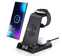 Cargador Inalámbrico para Samsung S25 Ultra, Estación de Carga Inalámbrica 3 en 1 para Galaxy S25/S24/S23/Z Flip 7/Fold 7, Base de Carga para Galaxy Watch 8/8 Classic/Ultra/7/6/5, Galaxy Buds 3/3 Pro