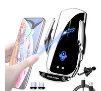 Cargador inalámbrico para teléfono de coche, Soporte de navegación 15W Refrigeración inteligente Abrazadera estable Soporte giratorio Aleación para tel, Cargador de teléfono inalámbrico para automóvil
