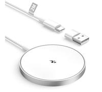 Cargador Inalambrico Phone, 15W Cargador Mag-Safe Charger Phone Carga Rapida Inalambrico Carregador Sem Fios Wireless Charger para Phone 17/16/15/14/13/12/11/Pro Max/XR/X/8 Series AirPods, Blanc