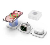 Cargador inalámbrico plegable 3 en 1, almohadilla de carga inalámbrica magnética JoyGeek Mag-Safe, estación de carga inalámbrica para iPhone 14/13/12/11, Apple Watch, AirPods (adaptador QC de 24 W
