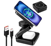 Cargador Inalámbrico Plegable 3 en 1 para iPhone 17-11, Cargador MagSafe 3 en 1 Magnético, Estación de Carga Rápida para Apple Watch y AirPods, Soporte Compacto y Portátil de Nimble