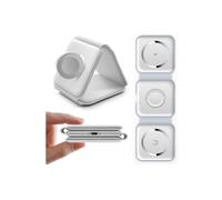 Cargador inalámbrico plegable para viajes, estación de carga inalámbrica 3 en 1, 15 W, cargador inalámbrico Mag-Safe, color blanco