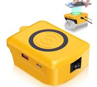 Cargador inalámbrico portátil para DeWalt 20 V batería de iones de litio de 15 W rápido cargador de teléfono con salida USB-B y USB-C para cargar smartphones, compatible con iPhone 16/15/14/13/12