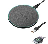 Cargador Inalámbrico Qi 20W de Carga Rápida para iPhone 12 13 14 15 16 y Samsung Galaxy S24 S23 S22 S21, Base de Carga por Inducción con LED, Aluminio, USB-C, Compatible con Auriculares Qi