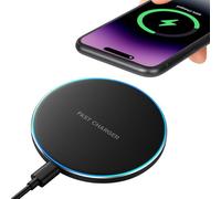 Cargador Inalámbrico Rápido 20W QI, Base de Carga por Inducción USB-C con Aluminio Antideslizante, Compatible con iPhone 16 15 14 13 12, Samsung Galaxy S24 S23 S22 S6 Note 10/10+ y AirPods