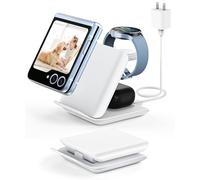 Cargador inalámbrico rápido para Samsung Z Flip - Estación de carga plegable 3 en 1 para Z Flip 8 7 6 5 4, Motorola Razr+, Galaxy Watch 8 7 6 5 Ultra y Buds 3,2 Pro, Live, adaptador PD20W incluido