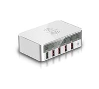 Cargador inalámbrico rápido USB de 6 puertos y 40 W para iPhone, Samsung y Xiaomi (enchufe británico