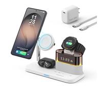 Cargador Inalámbrico Samsung 3 en 1 con Anillo Magnético, Cargador Samsung Carga rapida para Galaxy S25 S24 S23 Ultra,Galaxy Watch 8/7/6, Earbuds, Base de Carga para Xiaomi 17 15 iPhone 17 16